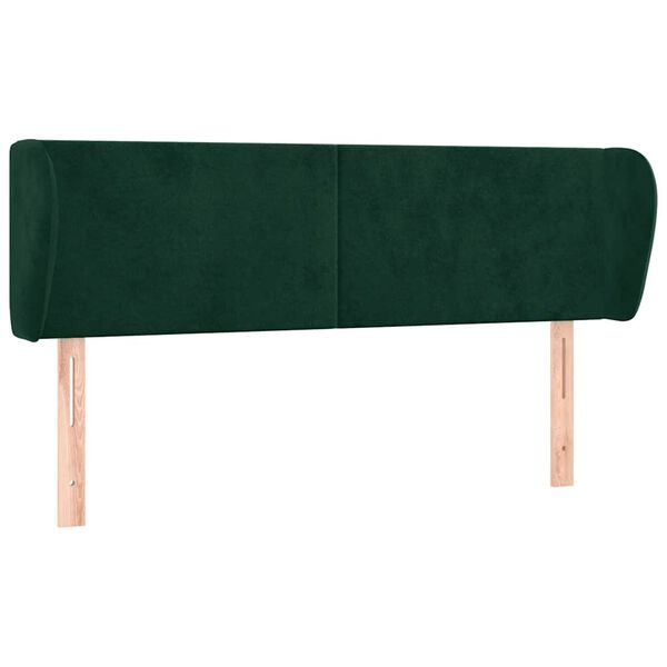 vidaXL Cabeceira de cama c/ abas veludo 147x23x78/88cm verde-escuro