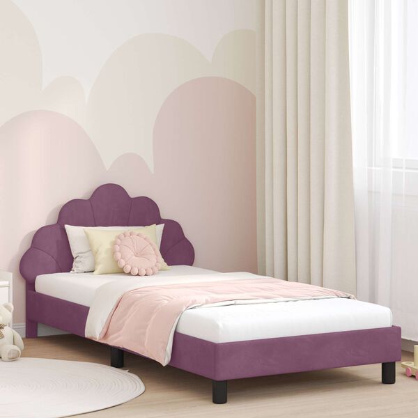 vidaXL Estrutura de Cama Infantil com Cabeceira Roxo 90 x 190 cm