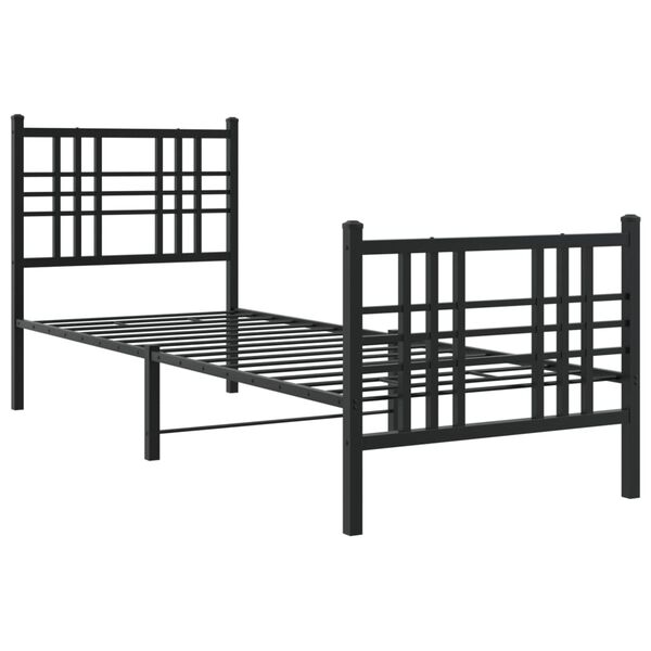 vidaXL Estrutura de cama com cabeceira e p&eacute;s 80x200 cm metal preto