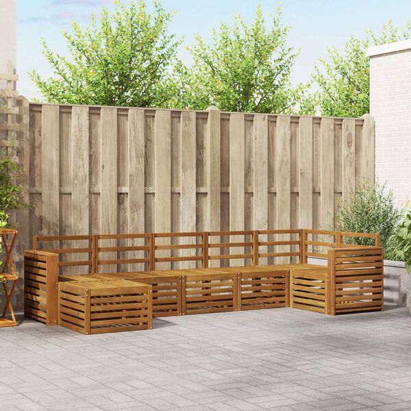 vidaXL Conjuntos de sof&aacute;s 7 pcs Natural Madeira S&oacute;lida de Ac&aacute;cia