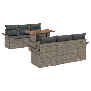 vidaXL Conjunto de Sof&aacute; de Jardim com almofada 7 pcs Cinzeto