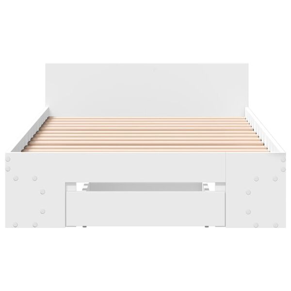 vidaXL Estrutura de cama c/ gaveta 100x200 cm derivados madeira branco