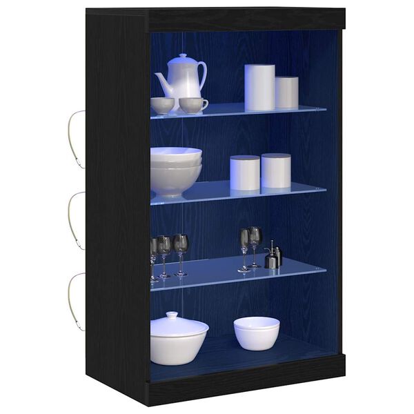 vidaXL Aparador LED Carvalho Preto 60,5 x 37 x 100 cm