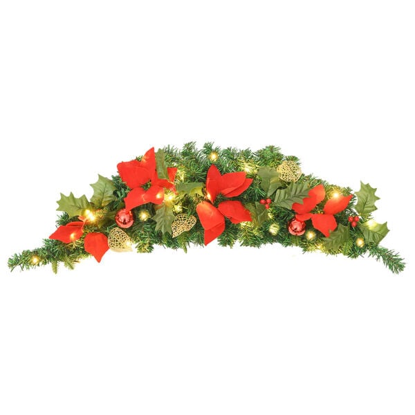 vidaXL Grinalda de Natal com luzes LED 90 cm PVC verde