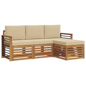 vidaXL Conjunto de Sof&aacute;s para Exterior 4 pcs Natural e Bege