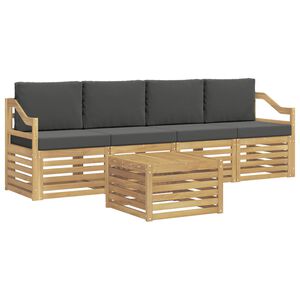 vidaXL Conjunto de Sof&aacute;s para Exterior 5 unid. Branco e Antracite