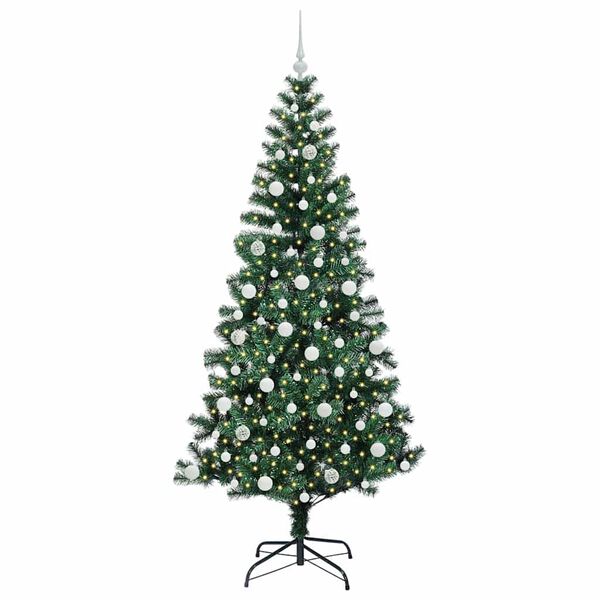 vidaXL &Aacute;rvore de Natal Artificial Pr&eacute;-iluminada Verde 210 cm
