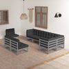 vidaXL 8 pcs conjunto lounge de jardim c/ almofadões pinho maciço