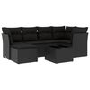 vidaXL 7 pcs conjunto de sof&aacute;s p/ jardim c/ almofad&otilde;es vime PE preto