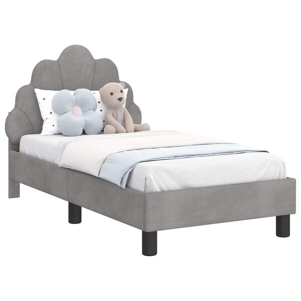 vidaXL Estrutura de Cama para Criança com Cabeceira Cinzento-claro
