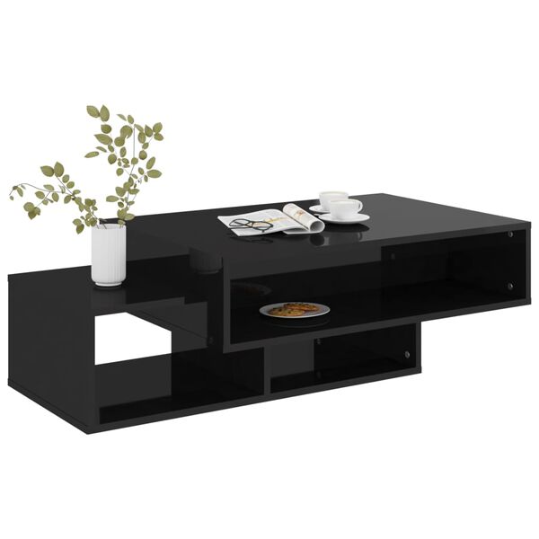 vidaXL Mesa de centro 105x55x32 cm contraplacado preto brilhante