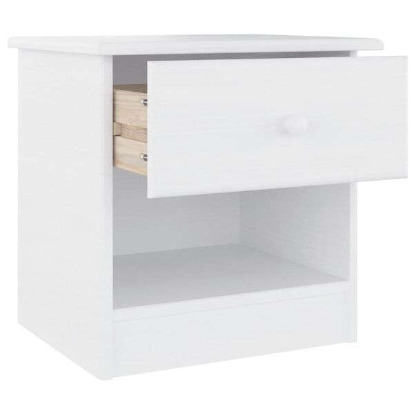 vidaXL Mesa de cabeceira ALTA 41x35x41 cm pinho maciço branco