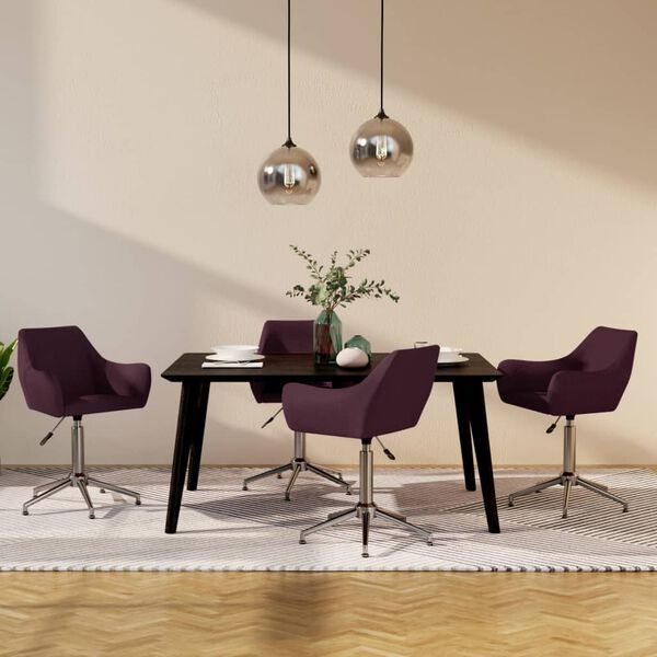 vidaXL Cadeiras de jantar girat&oacute;rias 4 pcs tecido roxo