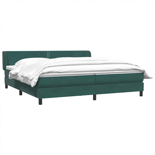 vidaXL Cama com molas colch&otilde;es 200x210 cm veludo verde-escuro