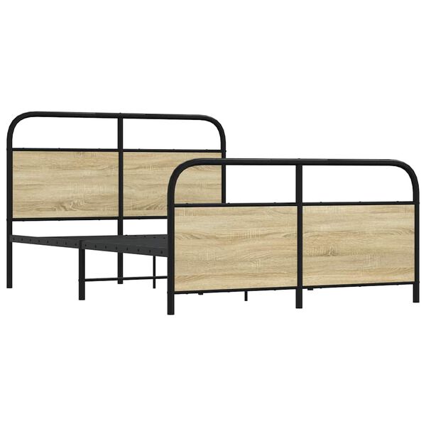 vidaXL Estrutura de cama sem colchão 137x190 cm metal carvalho sonoma