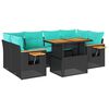 vidaXL 7 pcs conjunto de sof&aacute;s p/ jardim c/ almofad&otilde;es vime PE preto