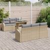 vidaXL Conjunto de Sof&aacute; de Jardim 7 pcs Bege Rattan de Polipropileno