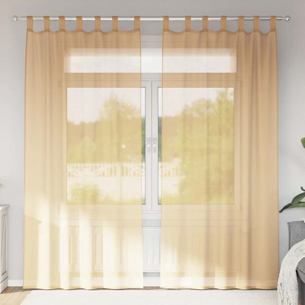 vidaXL Cortinas de voile com laços 2 pcs areia 140x245 cm