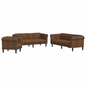 vidaXL 3 pcs conjunto de sof&aacute;s veludo castanho