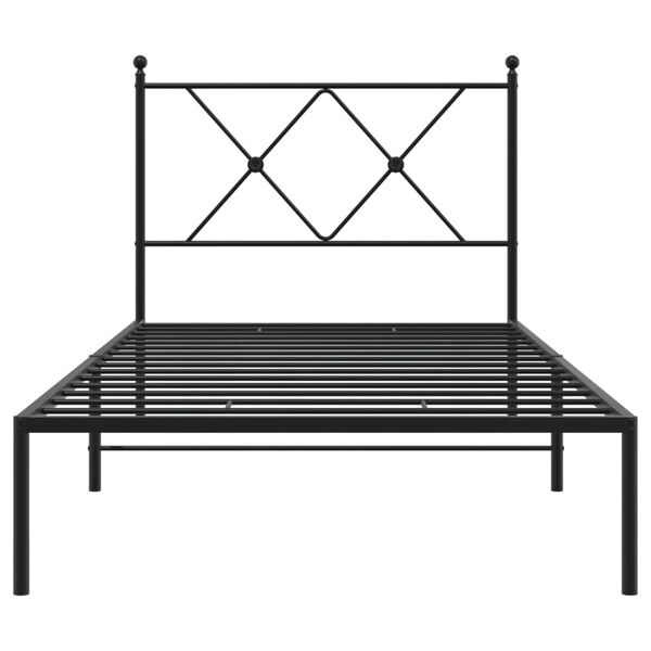 vidaXL Estrutura de cama com cabeceira 90x190 cm metal preto