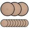 vidaXL Sousplat de Juta 12 pcs Natural e Preto &Oslash; 30 cm 100% Juta Tossa