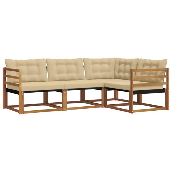 vidaXL Conjunto de Sof&aacute;s para Exterior 4 pcs Natural e Bege