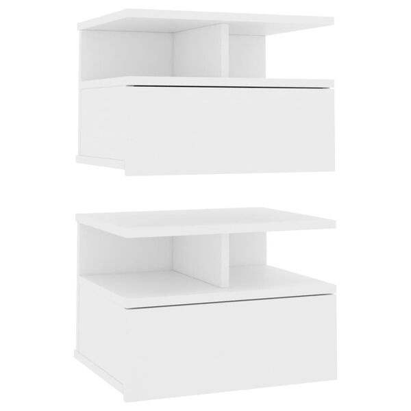 vidaXL Mesa cabeceira suspensa 2 pcs derivados de madeira branco