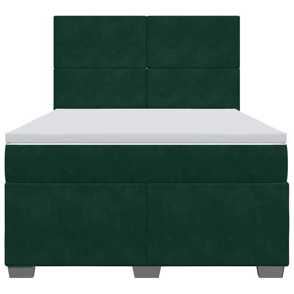 vidaXL Cama com molas/colch&atilde;o 160x200 cm veludo verde-escuro