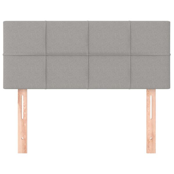 vidaXL Cabeceira de cama tecido 90x5x78/88 cm cinzento-claro