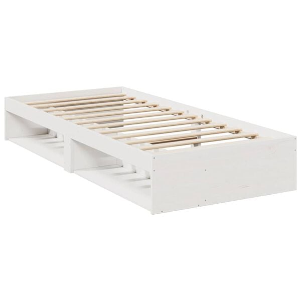 vidaXL Cama dia com colch&atilde;o branco 100x200 cm pinho de madeira maci&ccedil;a