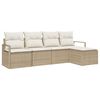 vidaXL Conjunto de Sof&aacute;s 5 unid. Bege e Creme vime PE