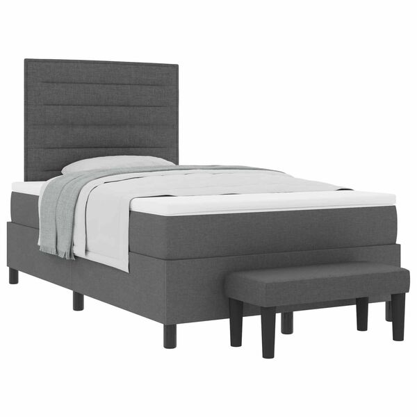 vidaXL Cama Box com colch&atilde;o Cinza Escuro 120 x 200 cm tecido