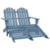 vidaXL Cadeira de jardim e otomano Adirondack 2 lugares abeto azul