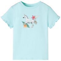 T-shirt manga curta para criança ciano-claro 92