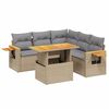 vidaXL 6 pcs conjunto de sof&aacute;s p/ jardim com almofad&otilde;es vime PE bege