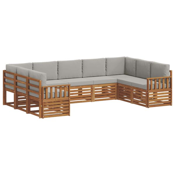 vidaXL Conjunto de Sof&aacute; Sectional 9 pcs Cinza Natural e Claro