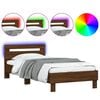 vidaXL Estrutura cama cabeceira/luzes LED 100x200 cm carvalho castanho