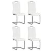 vidaXL Cadeiras de jantar cantilever 4 pcs couro artificial branco