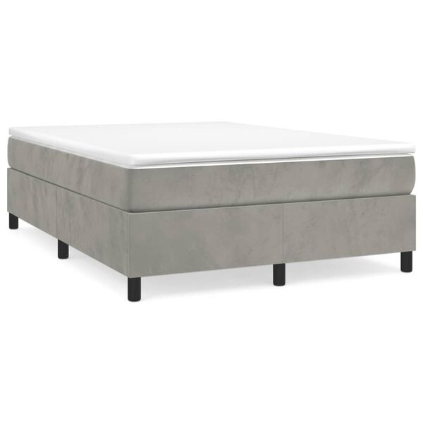 vidaXL Cama com molas/colch&atilde;o 140x190 cm veludo cinzento-claro