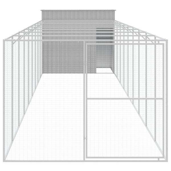 vidaXL Casota cães c/ parque 214x1069x181 cm aço galvaniz. cinza-claro