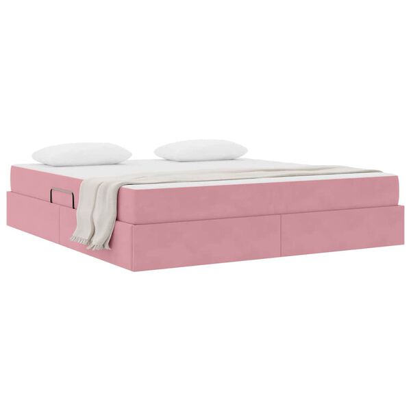 vidaXL Cama com arruma&ccedil;&atilde;o e colch&atilde;o Rosa 180 x 200 cm Veludo