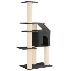 vidaXL &Aacute;rvore para gatos com postes de sisal Cinzento-Escuro 183 cm