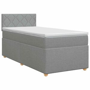 vidaXL Cama box spring com colch&atilde;o Cinzento-claro 90 x 190 cm Tecido