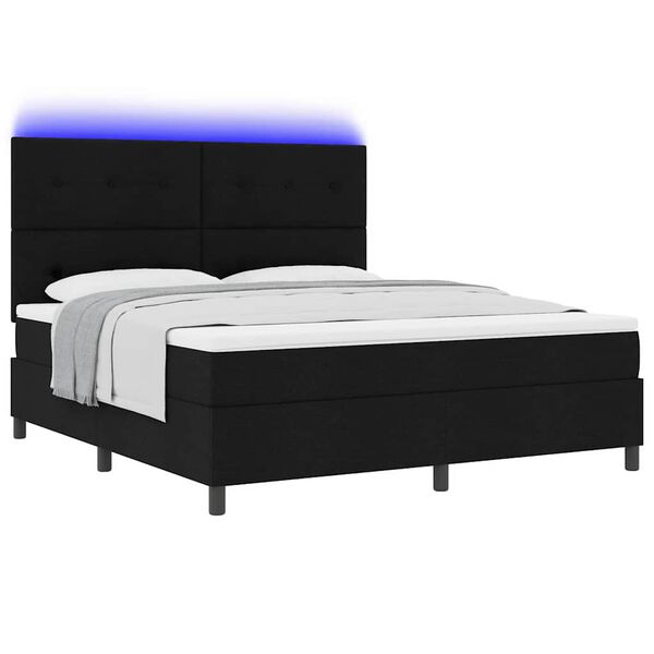 vidaXL Cama Box com colch&atilde;o com led Preto 180 x 200 cm tecido