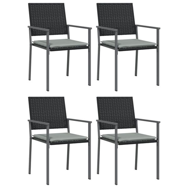 vidaXL 5 pcs conjunto de jantar p/ jardim c/ almofad&otilde;es vime PE e a&ccedil;o