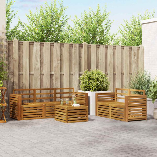 vidaXL Conjuntos de sof&aacute;s 6 pcs Natural Madeira S&oacute;lida de Ac&aacute;cia