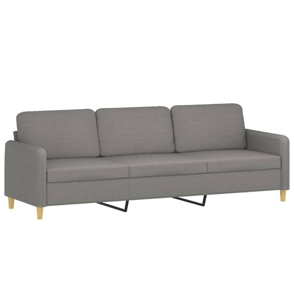 vidaXL Sof&aacute; 3 lugares + almofadas/almofad&otilde;es 210cm tecido cinza-escuro
