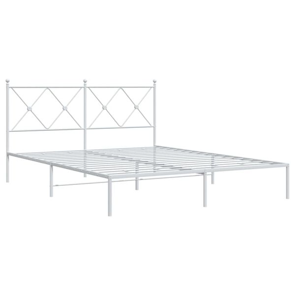 vidaXL Estrutura de cama com cabeceira 160x200 cm metal branco