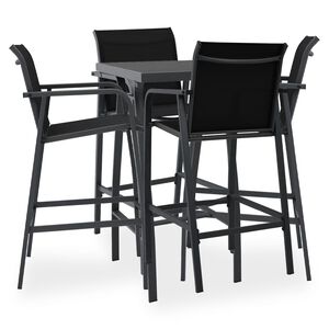 vidaXL 5 pcs conjunto de bar para jardim preto