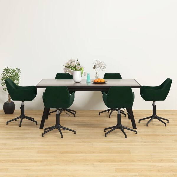 vidaXL Cadeiras de jantar girat&oacute;rias 6 pcs veludo verde-escuro